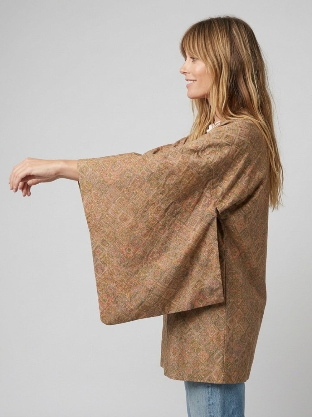 Handmade Raw Silk And Cotton Kimono Shirt Jacket
